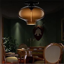 Lampe suspendue rétro créative en verre à tête unique, style café dans un bocal à poissons rouges