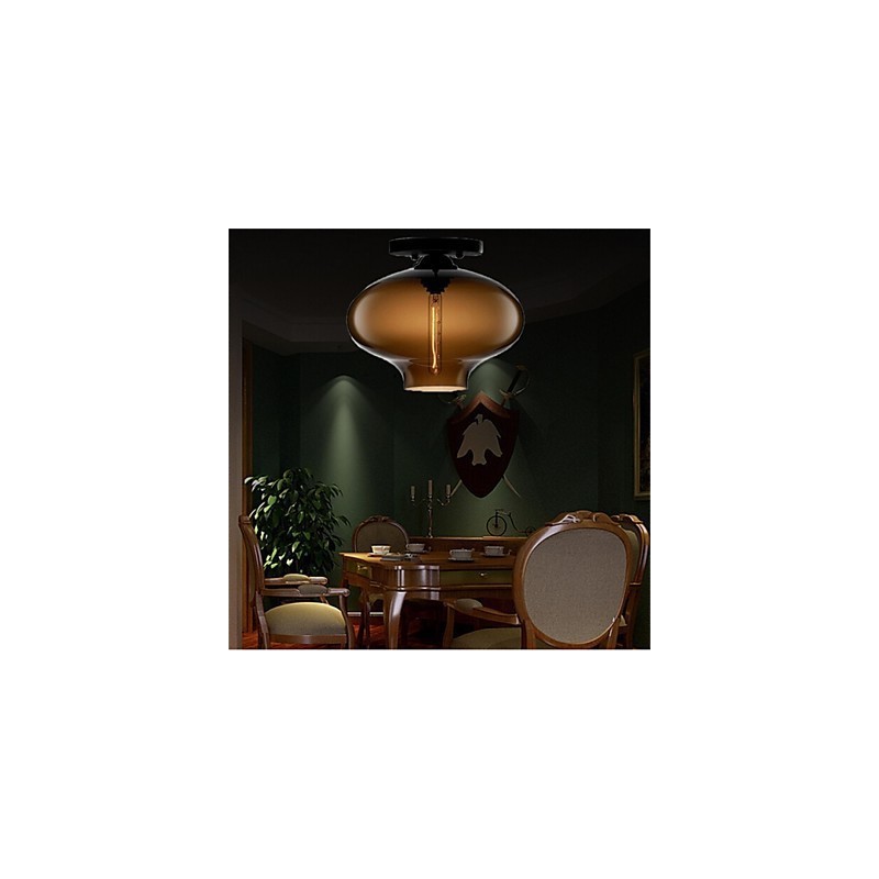 Lampe suspendue rétro créative en verre à tête unique, style café dans un bocal à poissons rouges