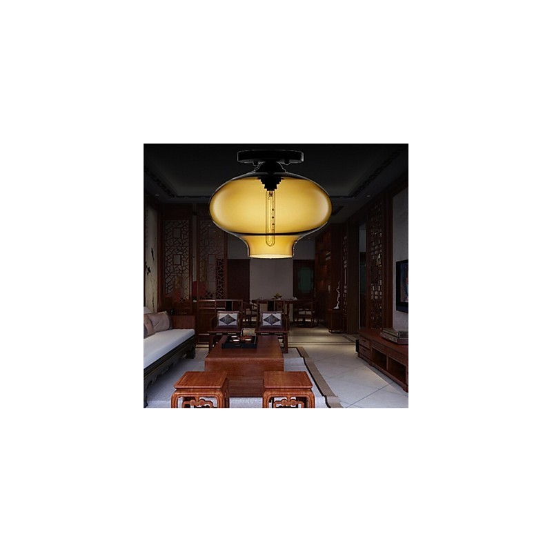 Lampe suspendue rétro créative en verre à tête unique, style café dans un bocal à poissons rouges