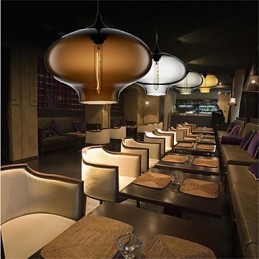 Lampe suspendue rétro créative à tête unique en verre, style café dans un bocal à poissons rouges
