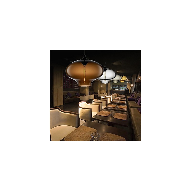 Lampe suspendue rétro créative à tête unique en verre, style café dans un bocal à poissons rouges