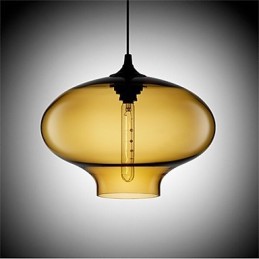 Lampe suspendue rétro créative à tête unique en verre, style café dans un bocal à poissons rouges