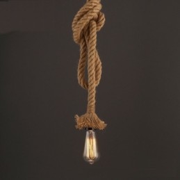 1 lustre créatif en corde de chanvre, 100 cm de long, avec 1 ampoule.