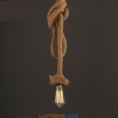1 lustre créatif en corde de chanvre, 100 cm de long, avec 1 ampoule. 1 lustre créatif en corde de chanvre, 100 cm de long, avec 1 ampoule.