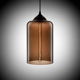 Suspension design bouteille 1 lumière, peinture concise en fer