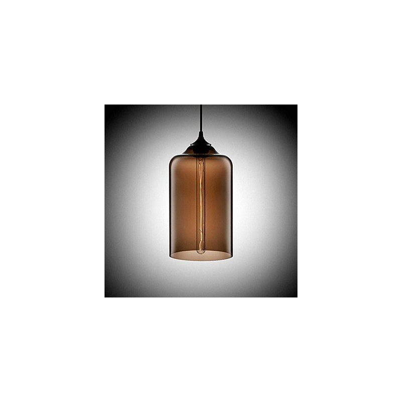 Suspension design bouteille 1 lumière, peinture concise en fer