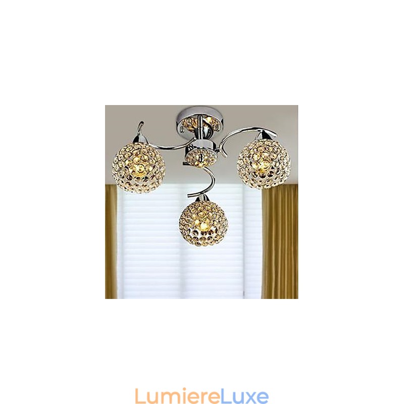 Plafonnier en cristal moderne absorbant la lumière du dôme Lustre suspendu assis