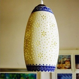 Lampe rétro en céramique, escalier, lustre bleu à une tête, créatif