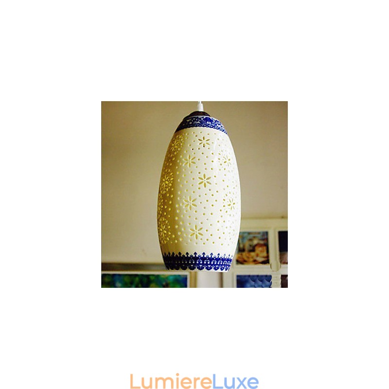 Lampe rétro en céramique, escalier, lustre bleu à une tête, créatif