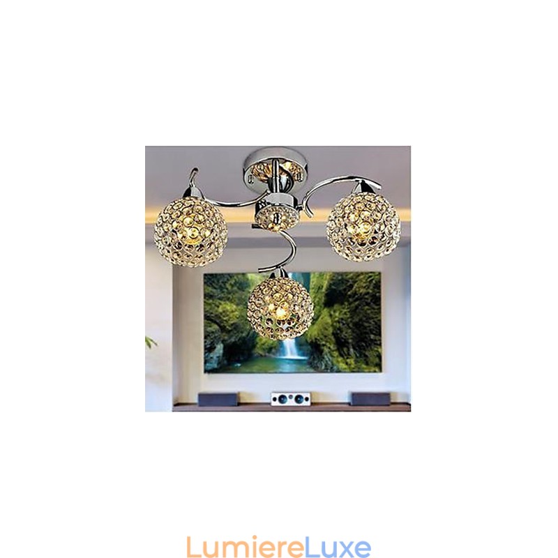 Plafonnier en cristal moderne absorbant la lumière du dôme Lustre suspendu assis