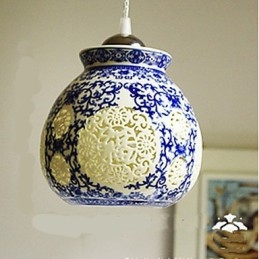 Lampe rétro en céramique, escalier, lustre bleu à une tête, créatif