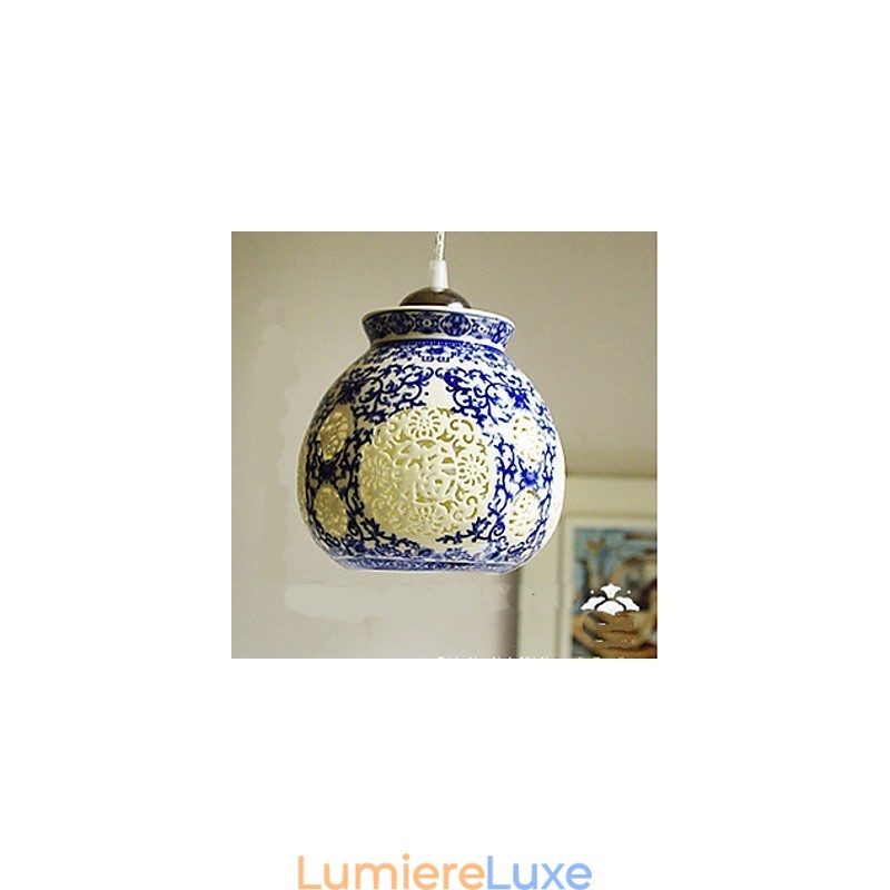 Lampe rétro en céramique, escalier, lustre bleu à une tête, créatif