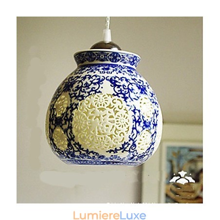 Lampe rétro en céramique, escalier, lustre bleu à une tête, créatif Lampe rétro en céramique, escalier, lustre bleu à une tête, créatif