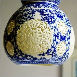 Lampe rétro en céramique, escalier, lustre bleu à une tête, créatif