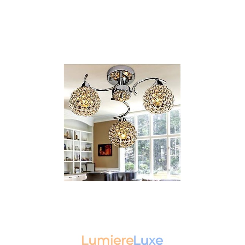 Plafonnier en cristal moderne absorbant la lumière du dôme Lustre suspendu assis
