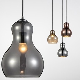 Suspension en forme de gourde, 1 lumière, simplicité moderne, chrome doré, or rose, ambre, gris fumé, verre et acier au carbone