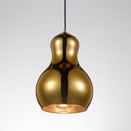 Suspension en forme de gourde, 1 lumière, simplicité moderne, chrome doré, or rose, ambre, gris fumé, verre et acier au carbone