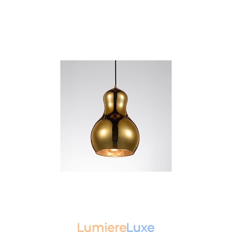 Suspension en forme de gourde, 1 lumière, simplicité moderne, chrome doré, or rose, ambre, gris fumé, verre et acier au carbone