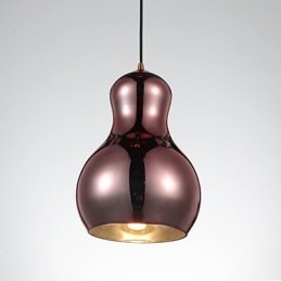 Suspension en forme de gourde, 1 lumière, simplicité moderne, chrome doré, or rose, ambre, gris fumé, verre et acier au carbone