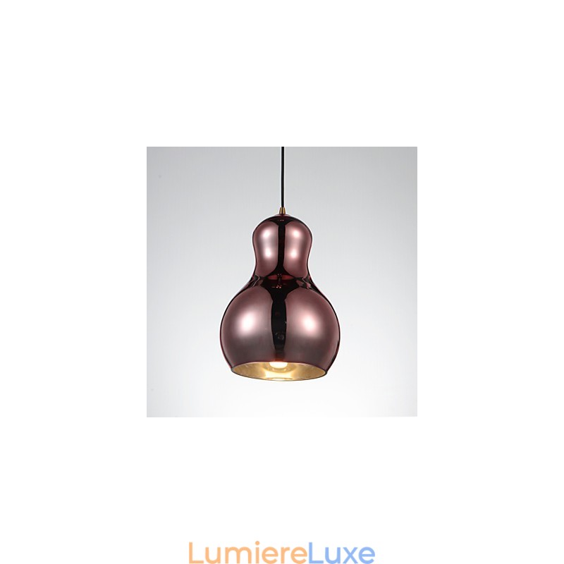 Suspension en forme de gourde, 1 lumière, simplicité moderne, chrome doré, or rose, ambre, gris fumé, verre et acier au carbone