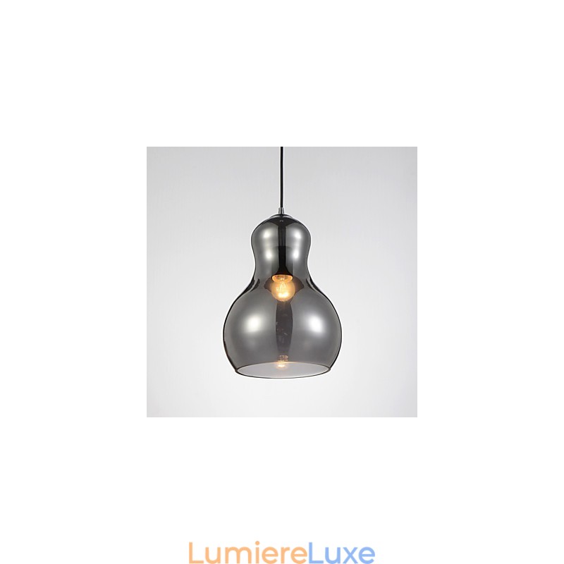 Suspension en forme de gourde, 1 lumière, simplicité moderne, chrome doré, or rose, ambre, gris fumé, verre et acier au carbone