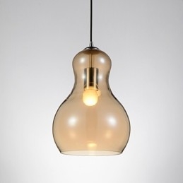 Suspension en forme de gourde, 1 lumière, simplicité moderne, chrome doré, or rose, ambre, gris fumé, verre et acier au carbone