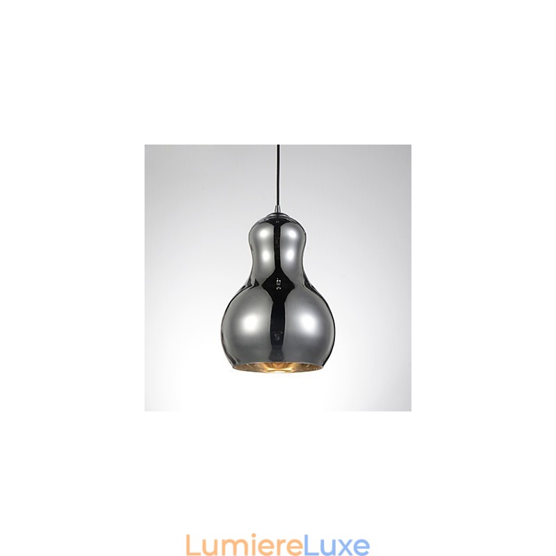 Suspension en forme de gourde, 1 lumière, simplicité moderne, chrome doré, or rose, ambre, gris fumé, verre et acier au carbone