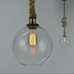 Lustre en verre créatif industriel vintage de style country américain à une tête avec corde