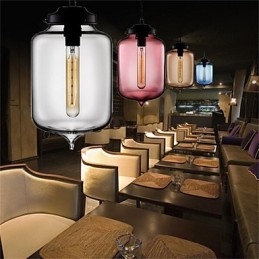 Lampe suspendue rétro créative en verre à tête unique, style café dans un bocal à poissons rouges