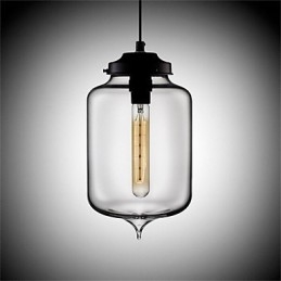 Lampe suspendue rétro créative en verre à tête unique, style café dans un bocal à poissons rouges