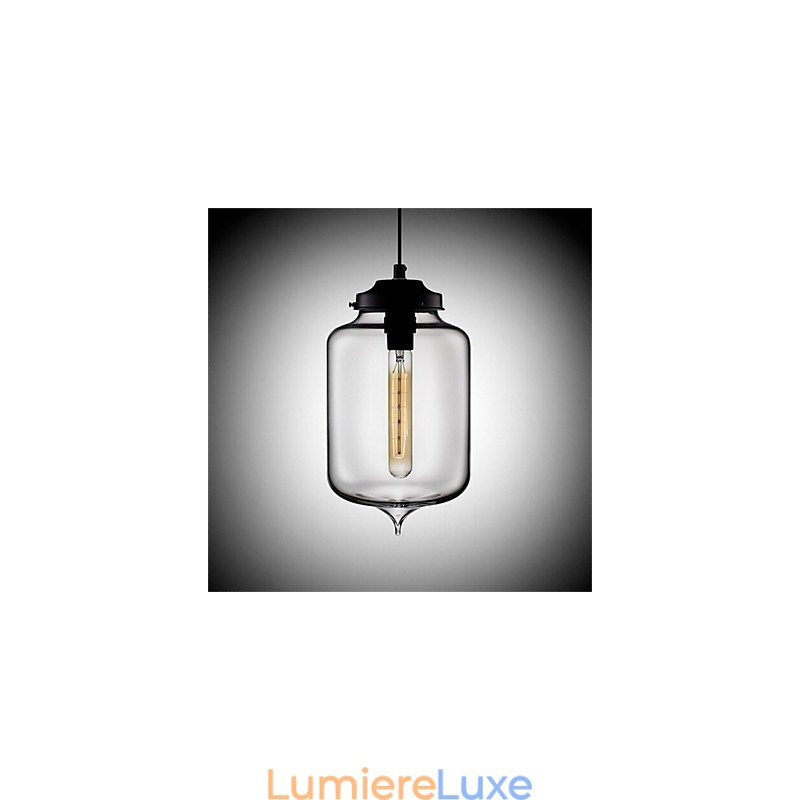 Lampe suspendue rétro créative en verre à tête unique, style café dans un bocal à poissons rouges