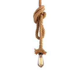 1 lustre créatif en corde de chanvre, 100 cm de long, avec 1 ampoule.