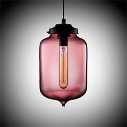 Lampe suspendue rétro créative en verre à tête unique, style café dans un bocal à poissons rouges