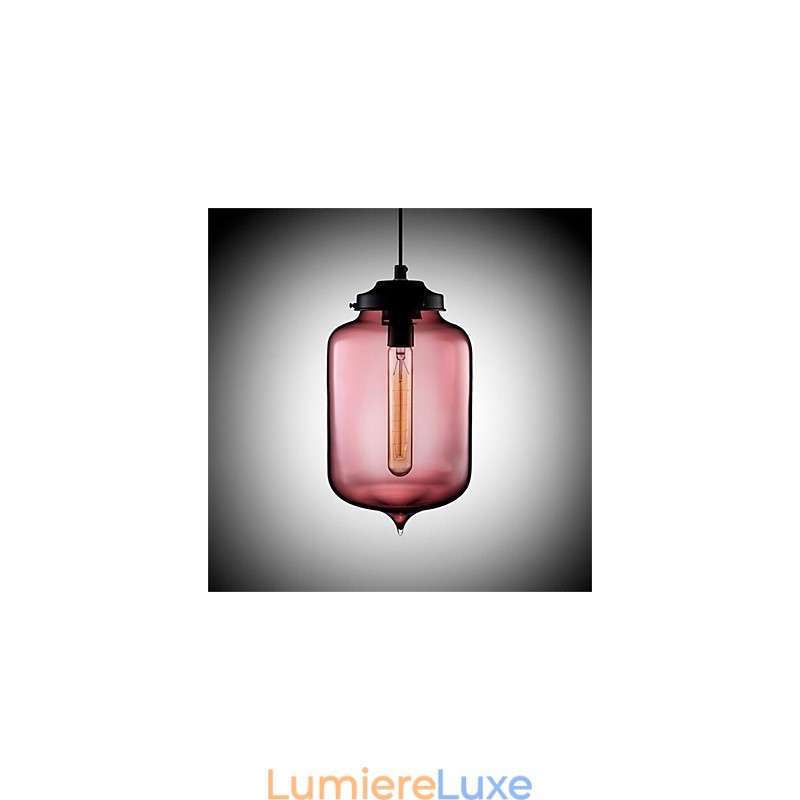 Lampe suspendue rétro créative en verre à tête unique, style café dans un bocal à poissons rouges