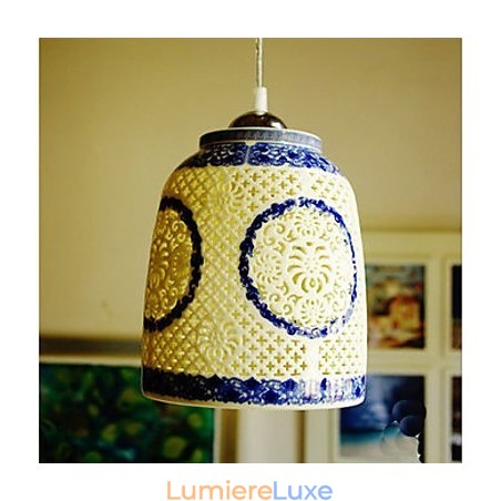 Lampe rétro en céramique pour escaliers, lustre bleu à une tête, créatif Lampe rétro en céramique pour escaliers, lustre bleu à une tête, créatif