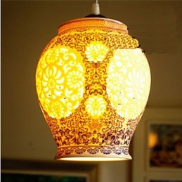 Lampe rétro en céramique pour escaliers, lustre bleu à une tête, créatif