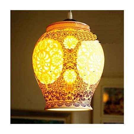 Lampe rétro en céramique pour escaliers, lustre bleu à une tête, créatif Lampe rétro en céramique pour escaliers, lustre bleu à une tête, créatif