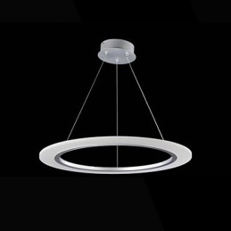 Suspension ronde en acrylique laiteux avec anneau unique
