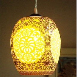 Lampe rétro en céramique pour escaliers, lustre bleu à une tête, créatif