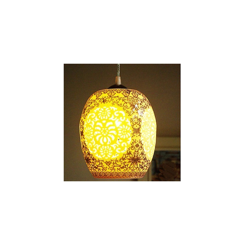 Lampe rétro en céramique pour escaliers, lustre bleu à une tête, créatif