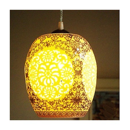 Lampe rétro en céramique pour escaliers, lustre bleu à une tête, créatif