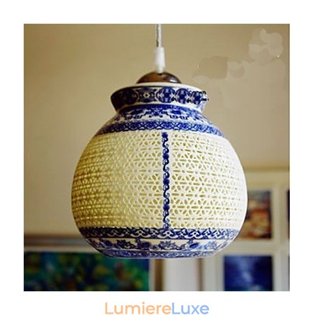 Lampe rétro en céramique, escalier, lustre bleu à une tête, créatif Lampe rétro en céramique, escalier, lustre bleu à une tête, créatif