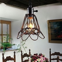 Lustre industriel rétro style country américain, petit modèle, cage en fer