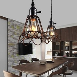 Lustre industriel rétro style country américain, petit modèle, cage en fer