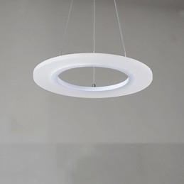 Suspension ronde en acrylique laiteux avec anneau unique