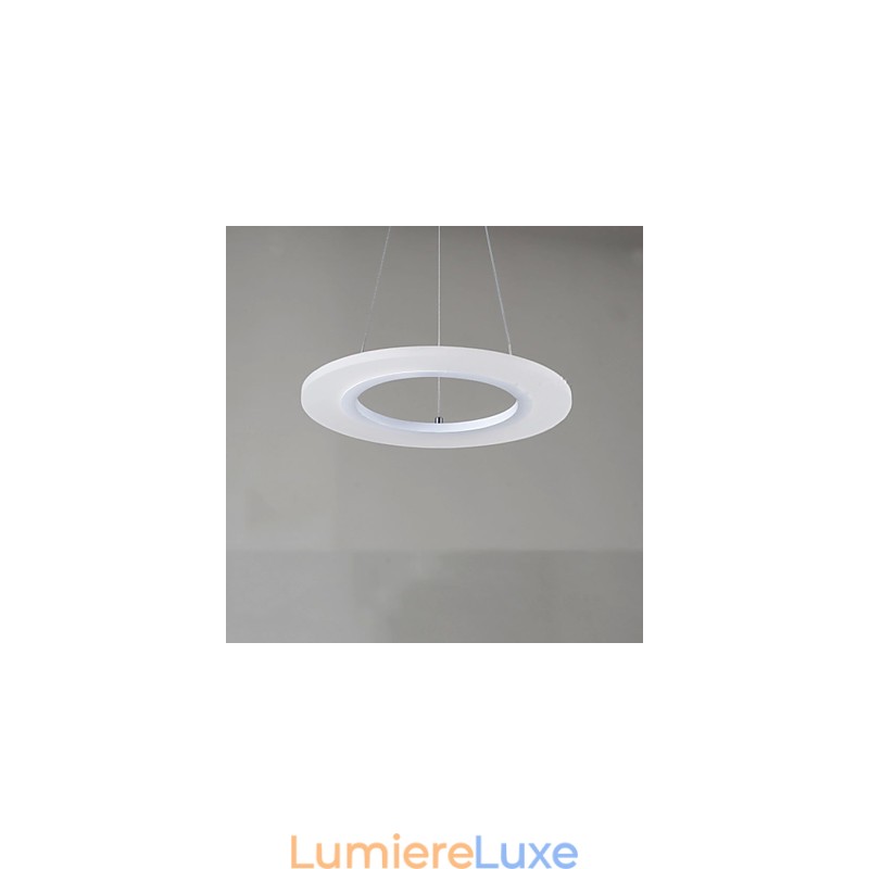Suspension ronde en acrylique laiteux avec anneau unique