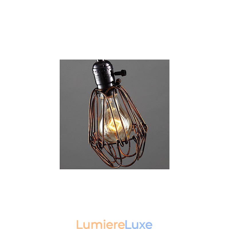 Lustre industriel rétro style country américain, petit modèle, cage en fer