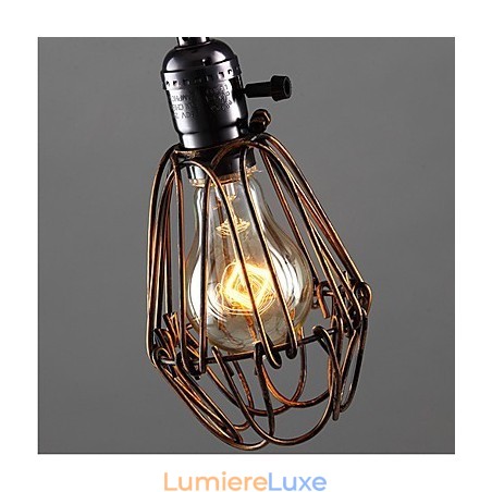 Lustre industriel rétro style country américain, petit modèle, cage en fer Lustre industriel rétro style country américain, petit modèle, cage en fer