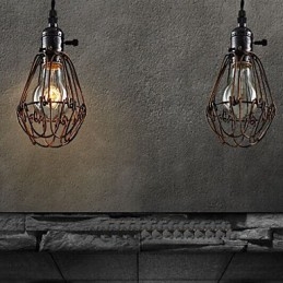 Lustre industriel rétro style country américain, petit modèle, cage en fer