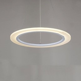 Suspension ronde en acrylique laiteux avec anneau unique